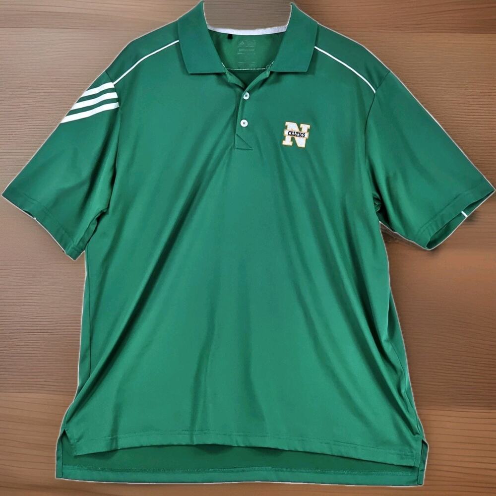 Adidas Boston Celtics Men's XL Polo Green White Climacool Shirt Short Sleeve